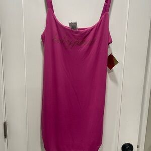 Baby Phat Fuchsia Slip Dress with bedazzle lettering and ruched sides #Y2K